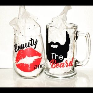 Beauty & The Beard Custom Drinking Glasses